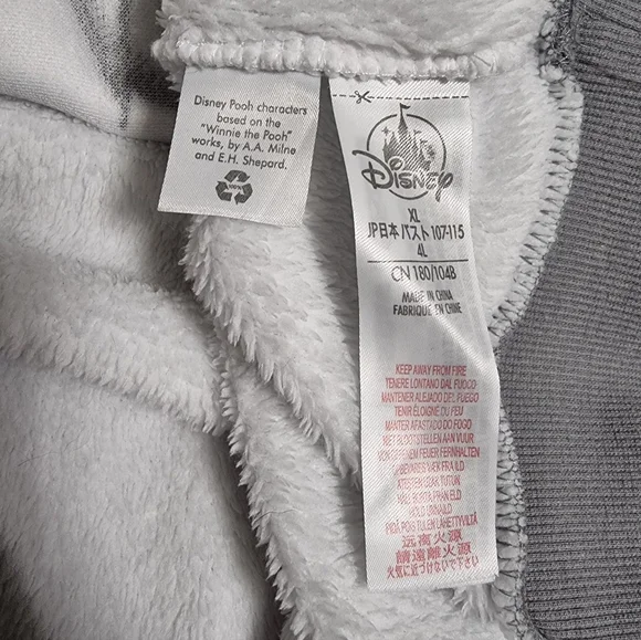 Disney Fleece Eeyore Embroidered Sweater with Patterned Sleeves Sz XL - Picture 6 of 10